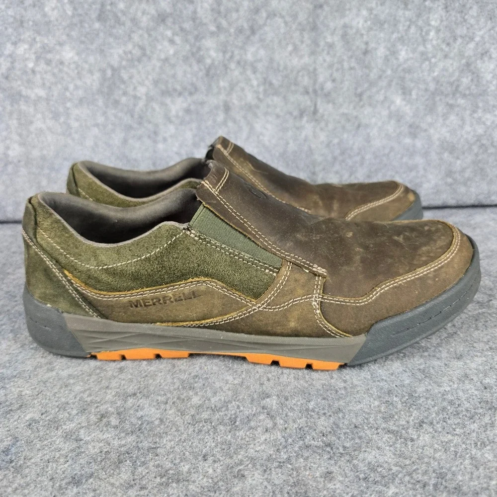 Merrell Lexton Mens 11 Dusty Olive Leather Suede Trail Moc Slip On Shoes J49597
